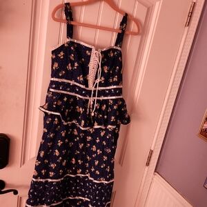 GUNNE SAX for ModCloth Grace Peplum Midi Dress Blue Suze Xl